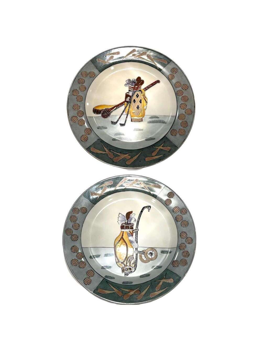 Set of 2 Vintage Oriental Accent Golf Decorative Wall Plates – Golf Décor